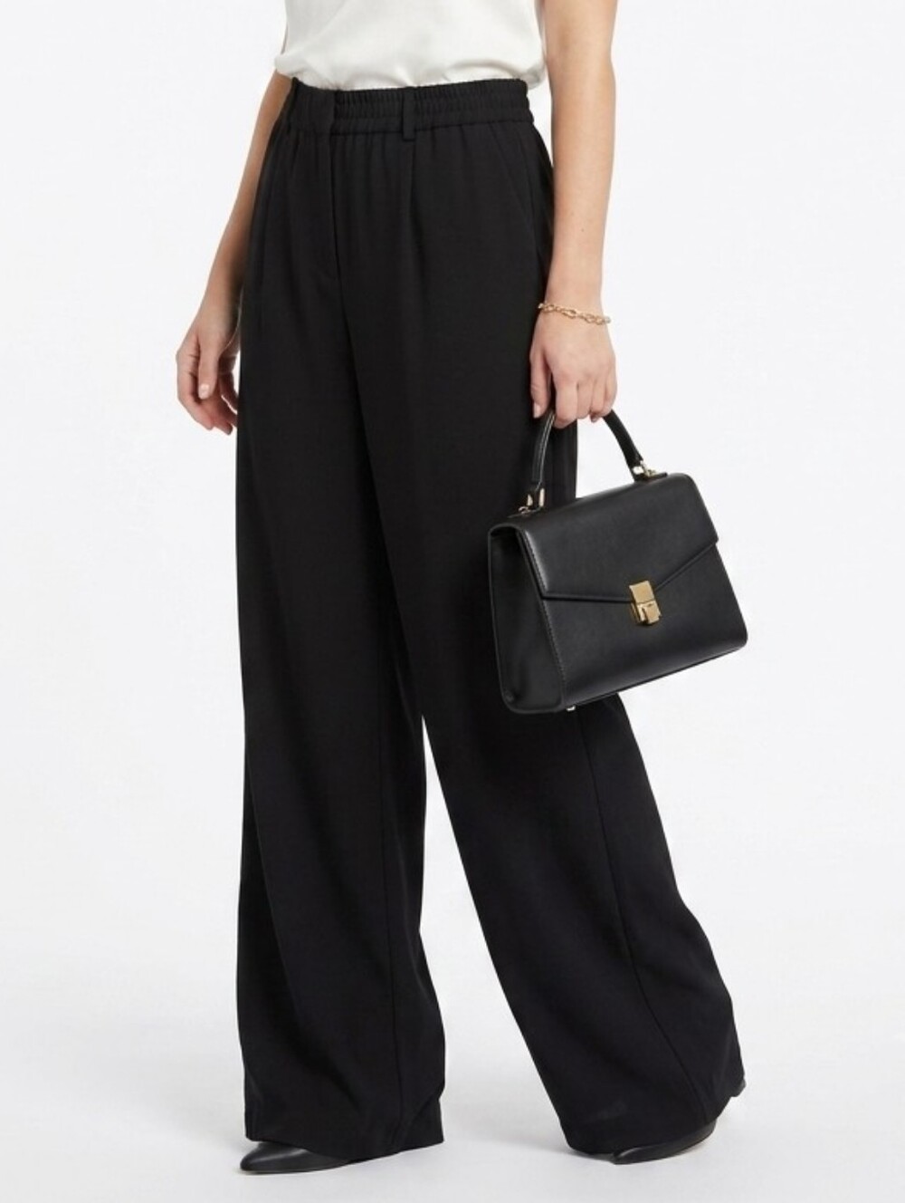 Christian Lacroix Black Wide Leg Trousers, Size Large, Comfortable Pull-On Pants